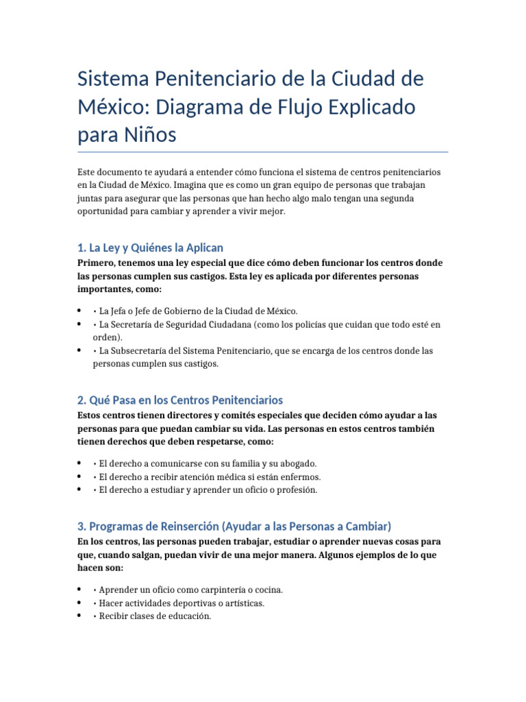 Sistema Penitenciario en CDMX para Niños | PDF
