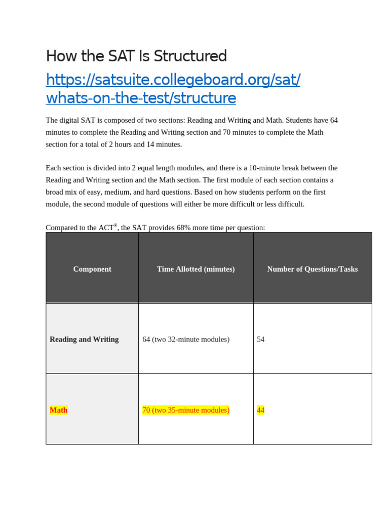 How The SAT Is Structured | PDF | Sat | Equations