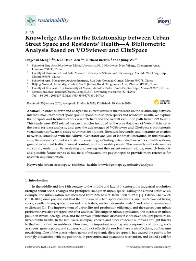 Knowledge Atlas On The Relationship Between Urban Street Space and ...
