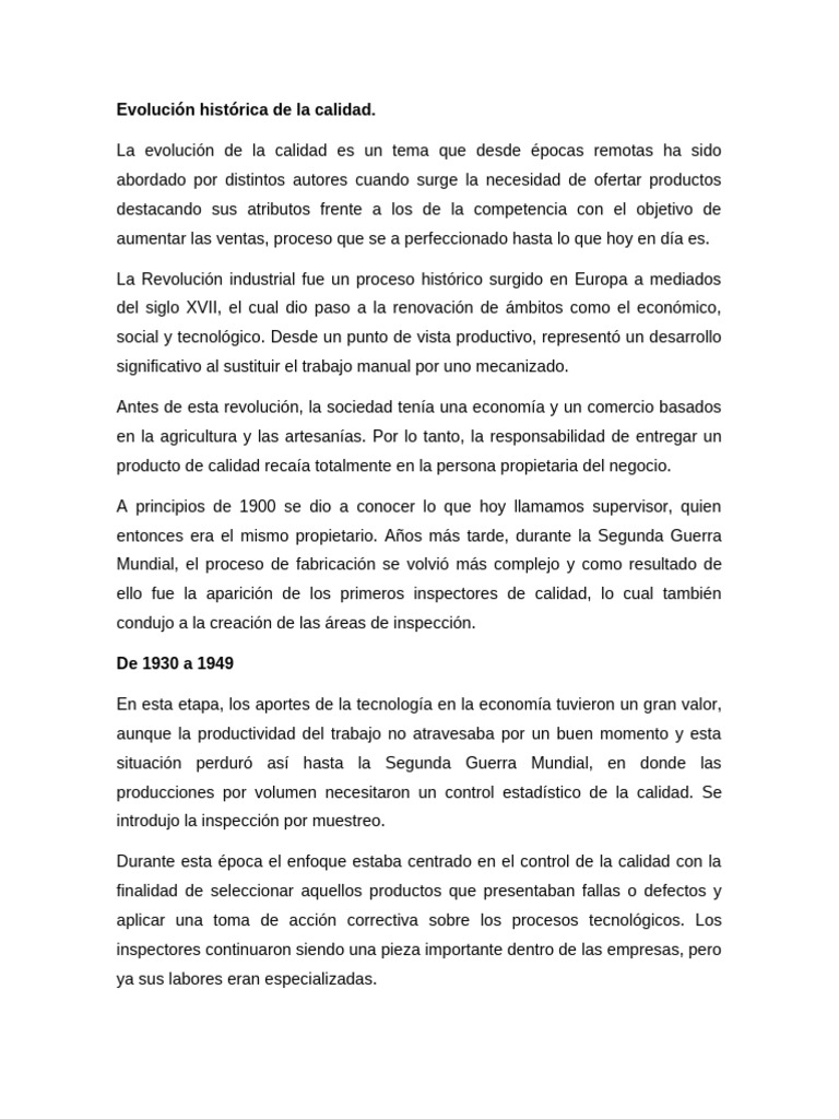 Evolución de la Calidad a lo Largo del Tiempo | PDF | Calidad ...