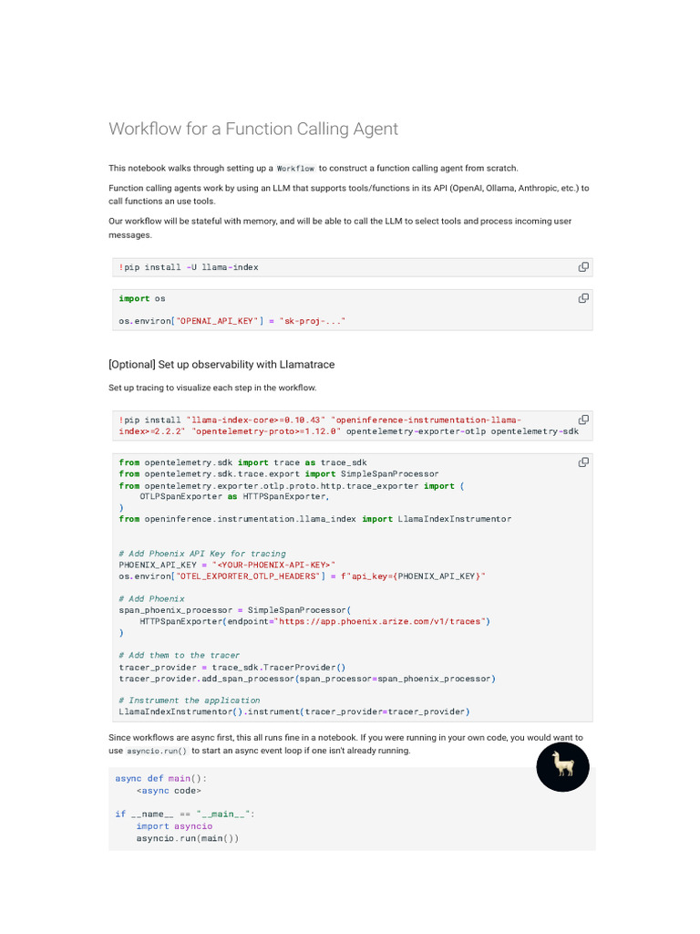 Function Calling Agent Workflow Guide | PDF | Software | Computing