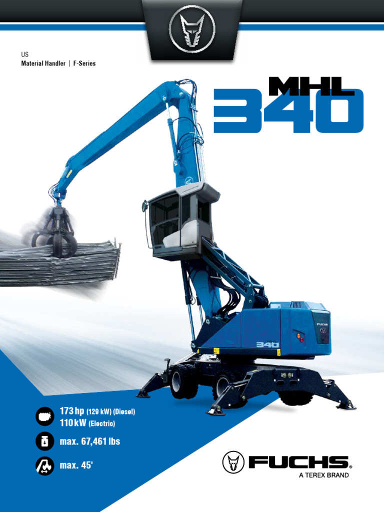 Terex Fuchs MHL340 F Material Handler Specs | PDF | Diesel Engine | Engines