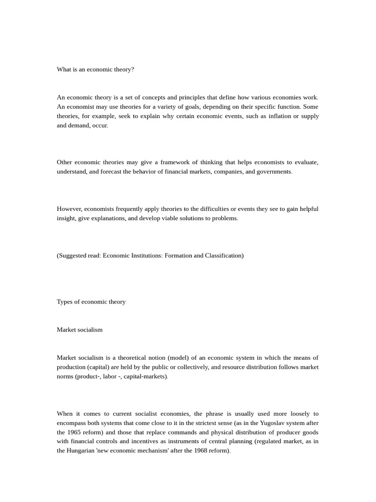 Overview of Economic Theories | PDF | Economics | Keynesian Economics