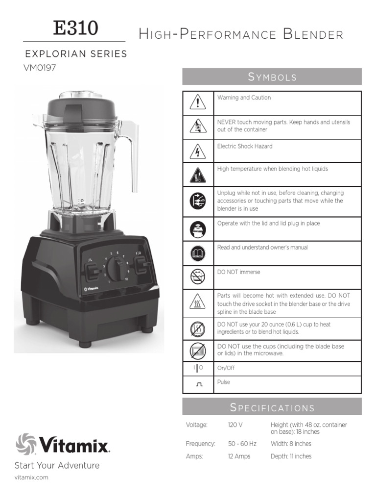 E310 Owner's Manual | PDF | Legal Liability | Blender
