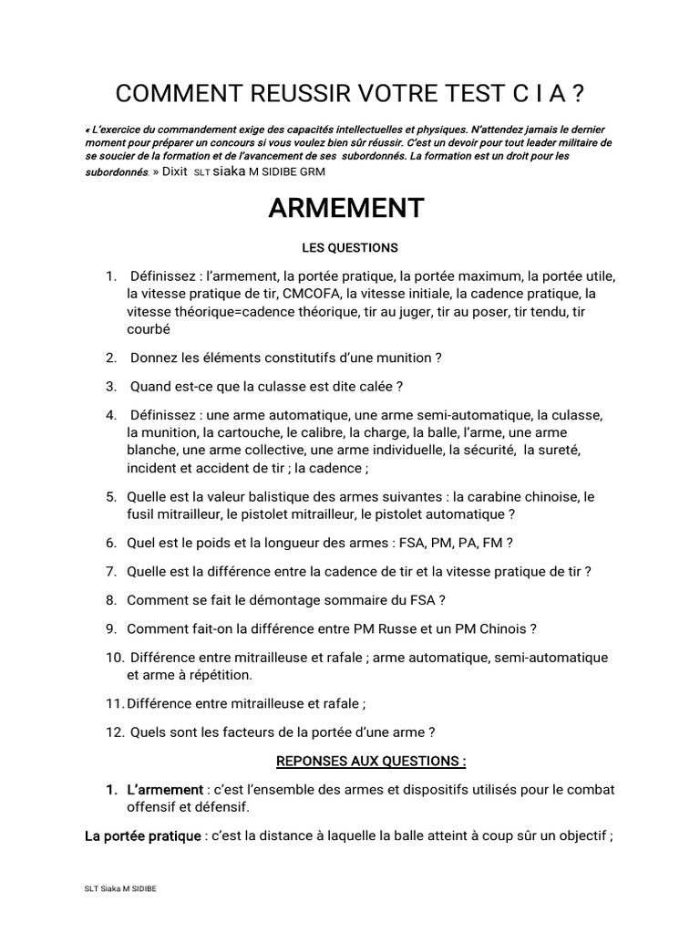 Réussir le Test CIA sur l'Armement | PDF | Munitions | Mitrailleuse