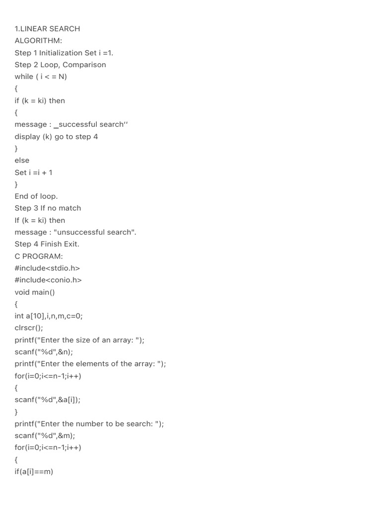 1.Linear Search | PDF | Computer Science | Algorithms And Data Structures