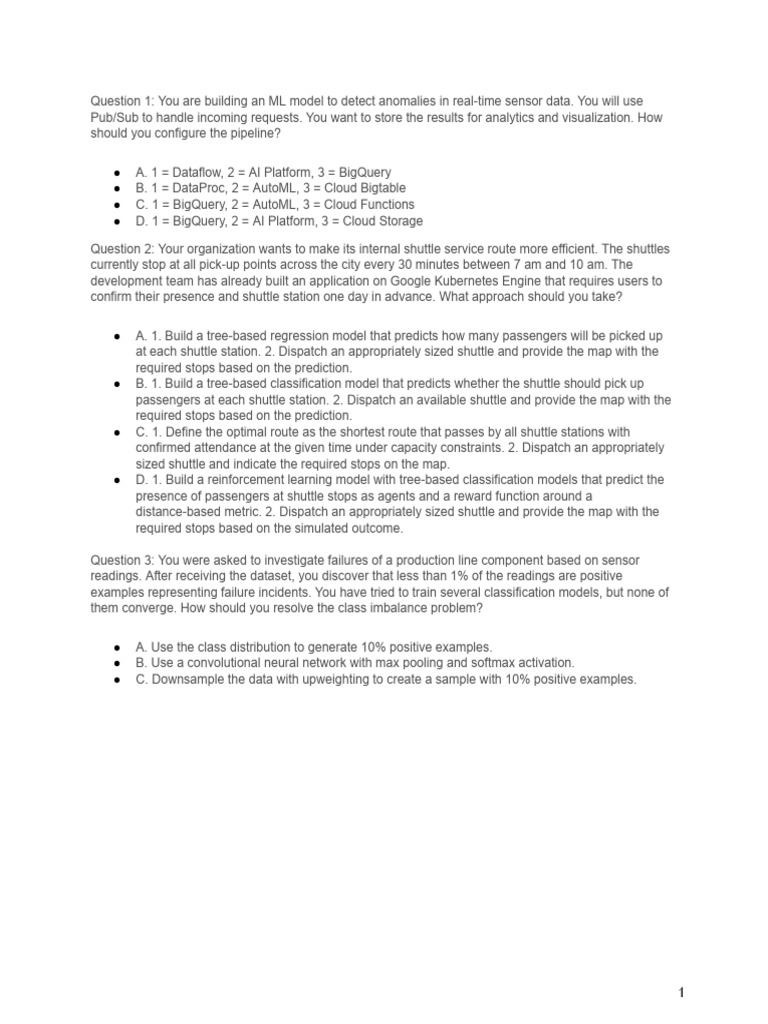 Google Cloud Professional Machine Learning Engineer Exam Questions