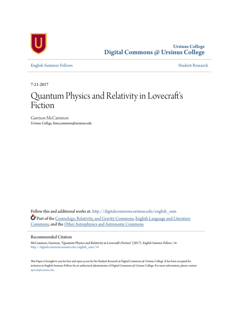 Lovecraft's Fiction: Quantum Physics Insights | PDF | H. P. Lovecraft