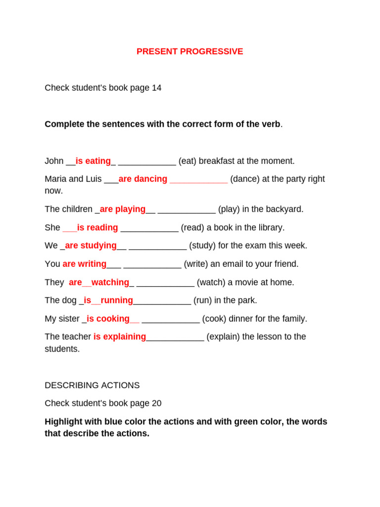 Present Progressive | PDF