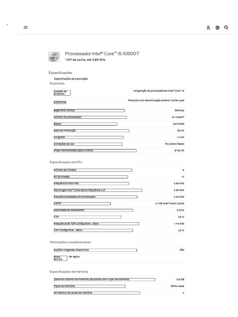 Processador Intel® Core™ i5-10500T | PDF | Microprocessador | Programas