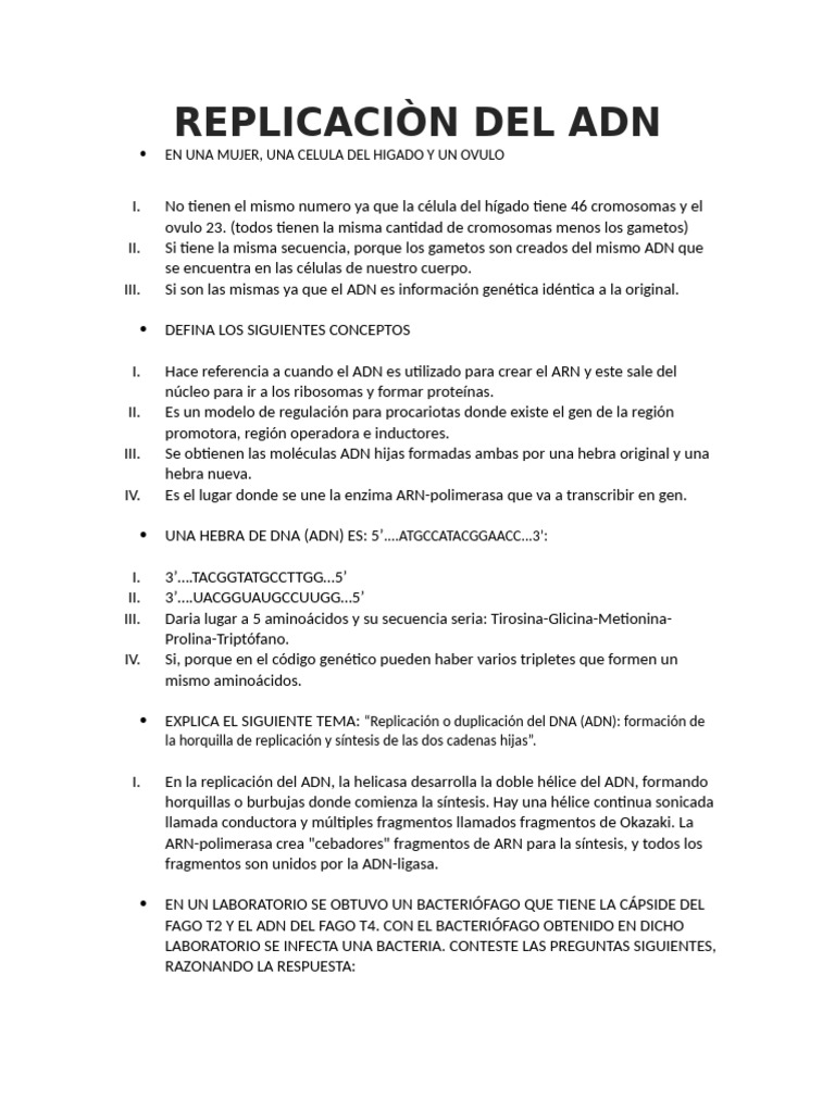 Replicación del ADN: Proceso y Conceptos Clave | PDF | Adn | Codigo ...