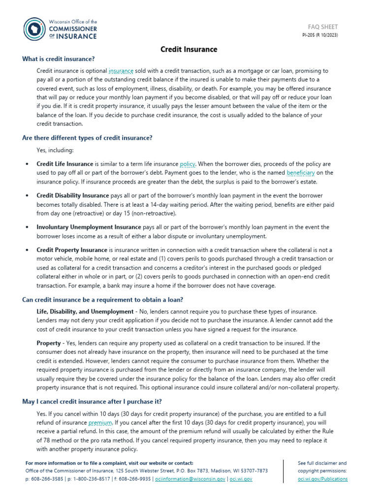 Credit Insurance | PDF | Finance & Money Management | Credit