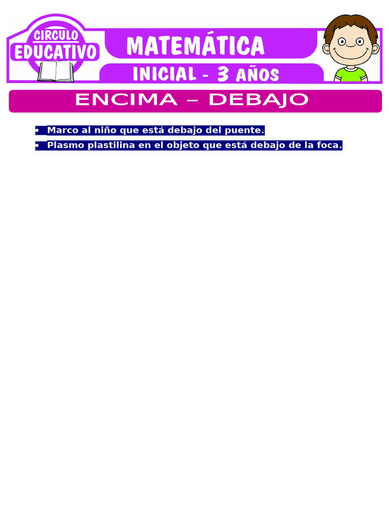 Encima y Debajo para Ninos de Tres Anos | PDF