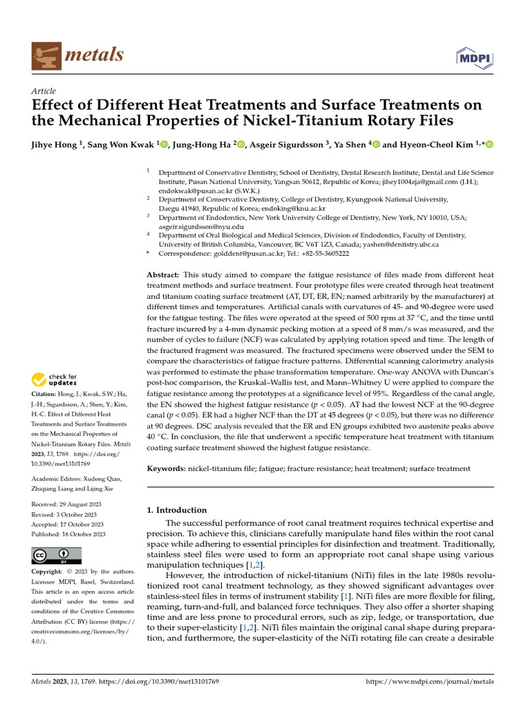 Metals, Effect of Different Heat Treatments and Surface Treatments On ...