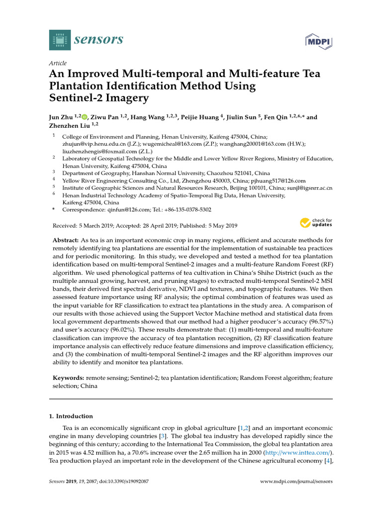 Sentinel-2 Tea Plantation Mapping | PDF | Statistical Classification