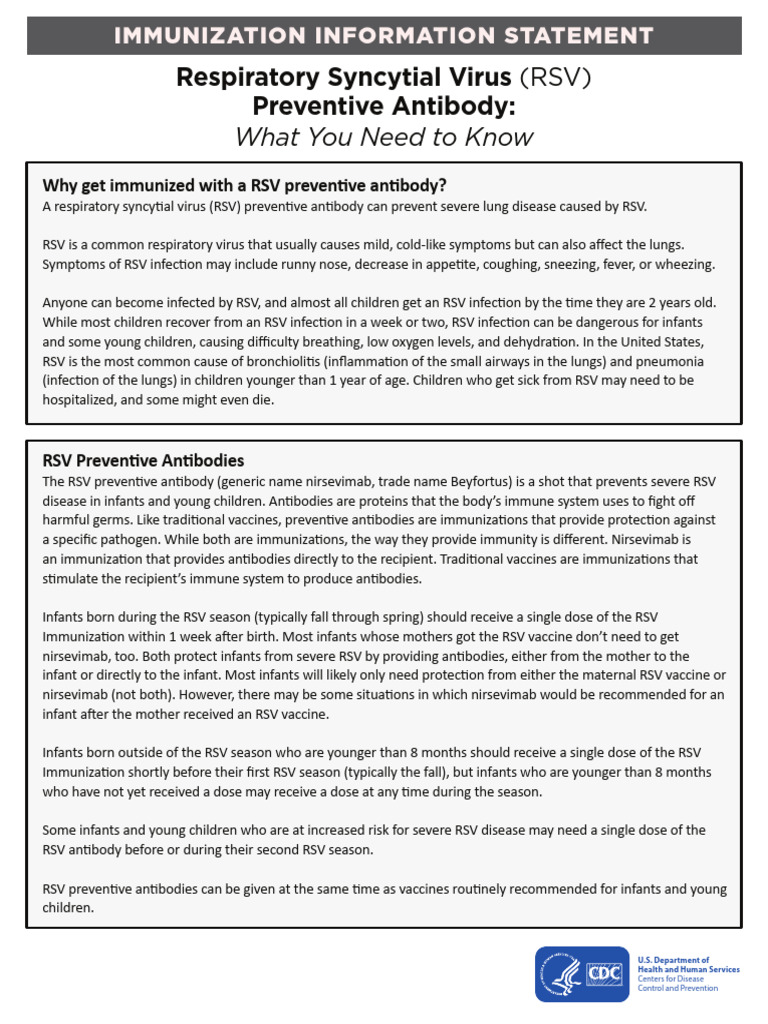 Immunization Information Statement | PDF | Medicine | Microbiology