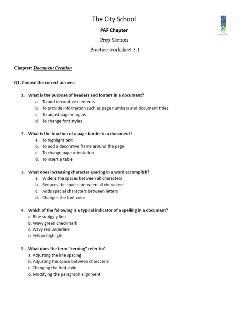 Document Creation Practice Worksheet | PDF | Text | Typography