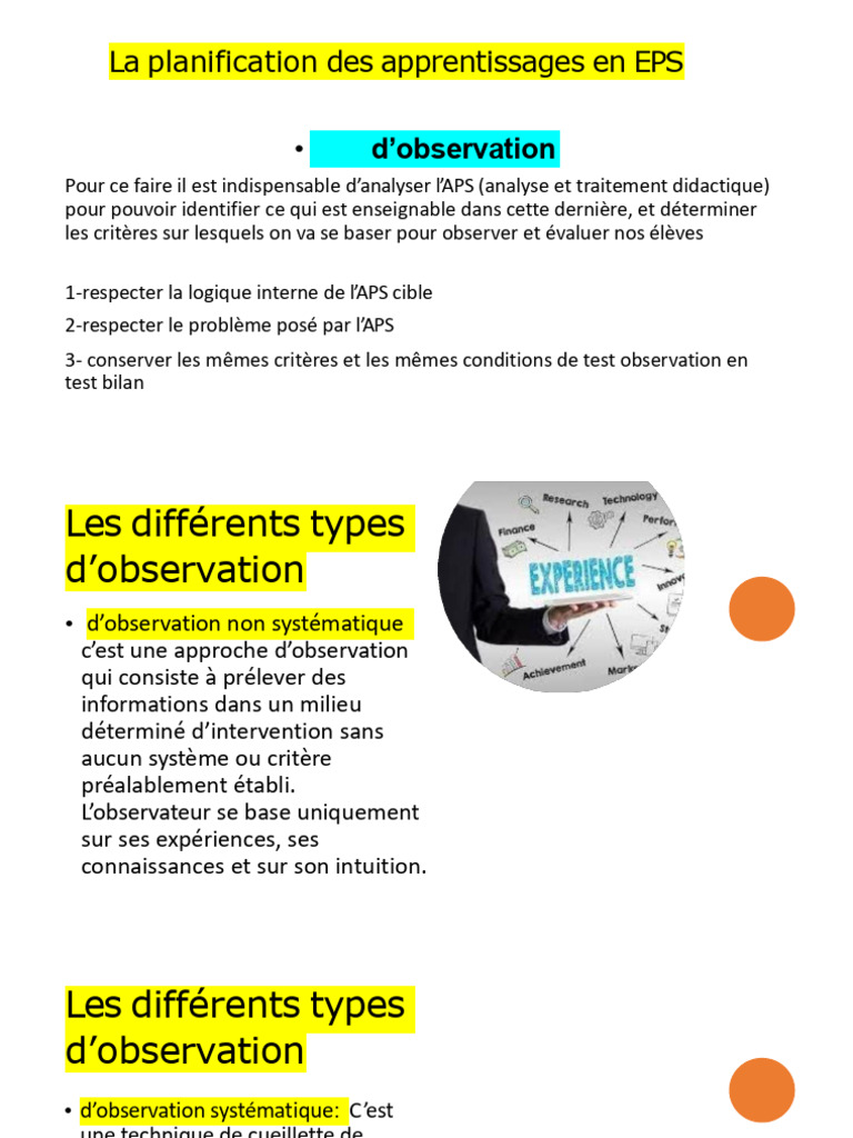 Types d'observation en EPS | PDF | Planification | Apprentissage