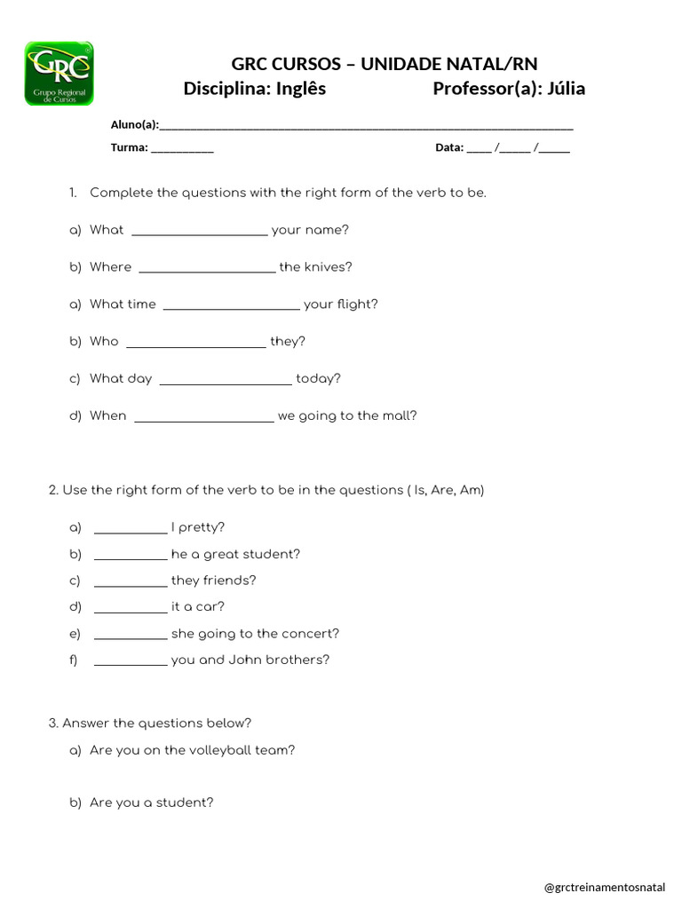Aula 3 - Exercises | PDF | Language Arts & Discipline