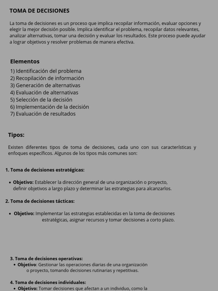 Proceso y Tipos de Toma de Decisiones | PDF | Toma de decisiones ...