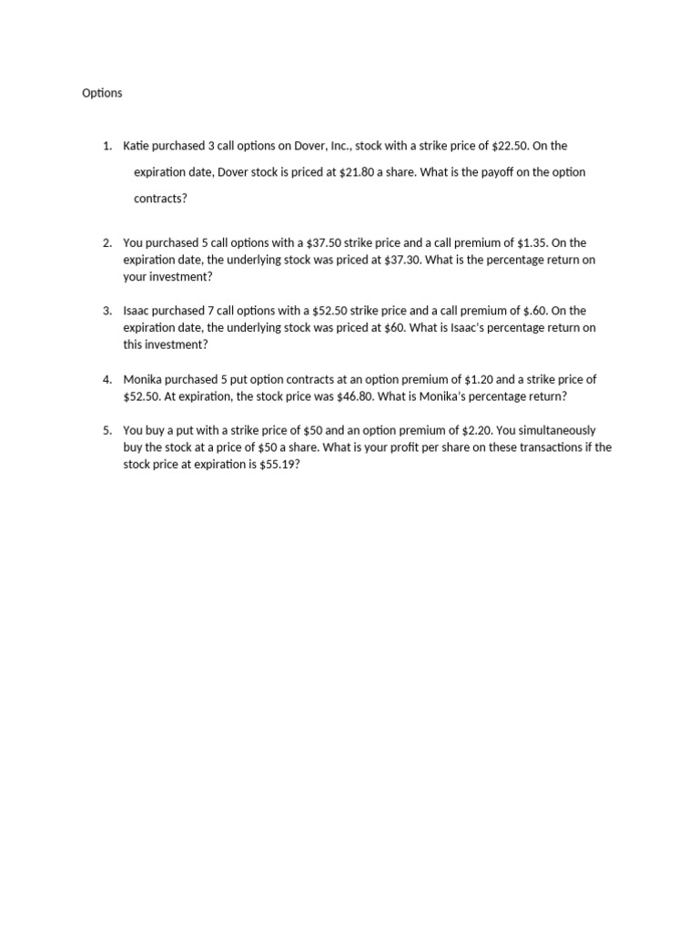 BBA Options Practice | PDF