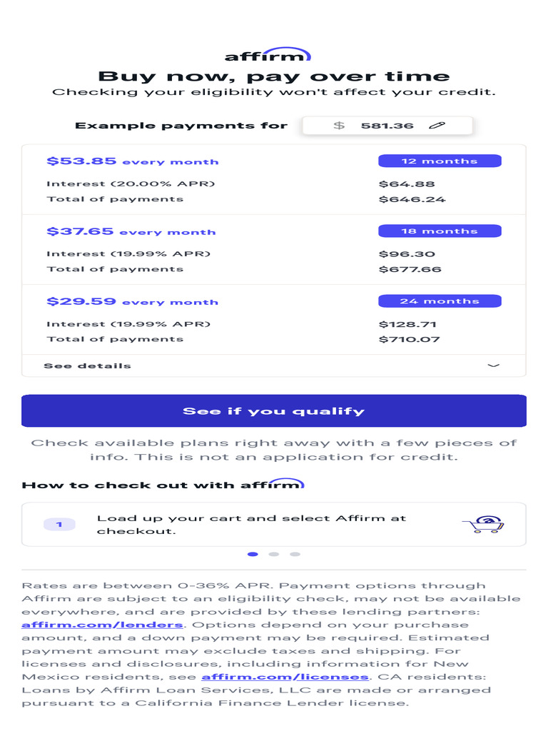 Flexible Payment Plans with Affirm | PDF | Finance & Money Management