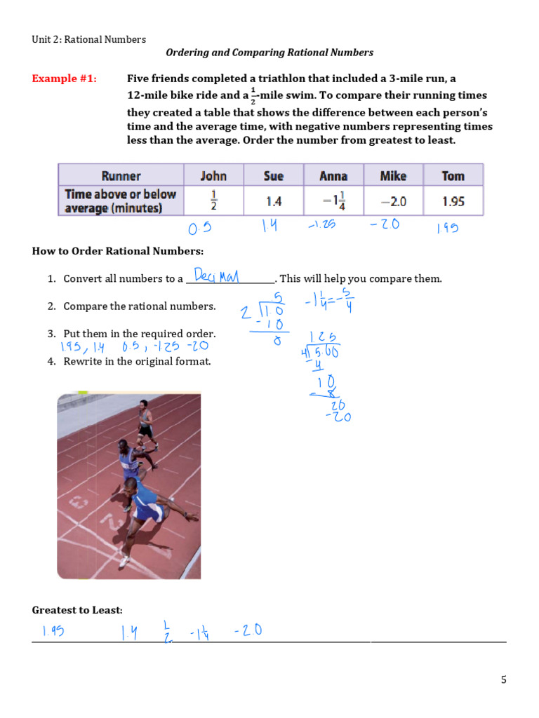 4 Ordering and Comparing Rational Numbers Notes | PDF | Mathematical ...