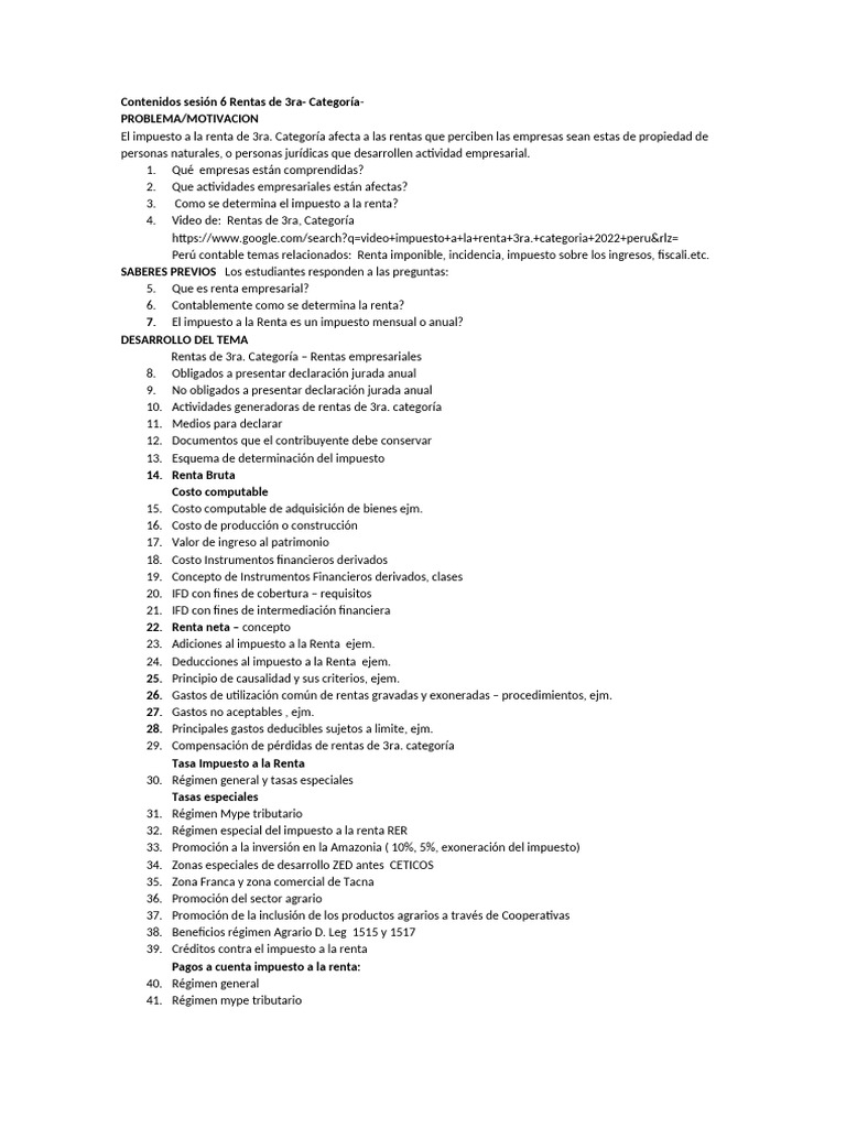 Contenidos I.R. Sesion 6 | PDF | Impuesto sobre la renta | Impuestos