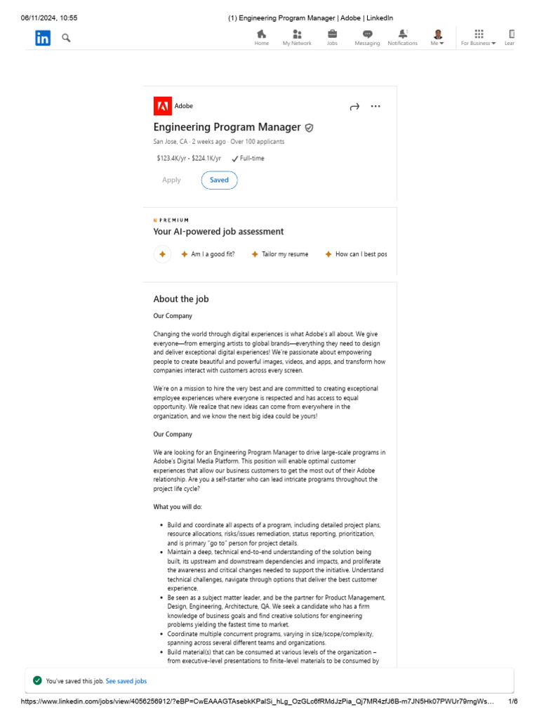 Adobe Engineering Program Manager Role | PDF | Salary | Recruitment