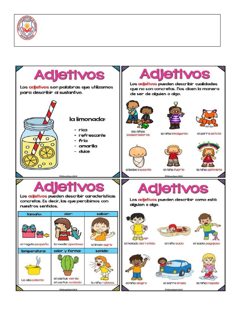 Actividades de Adjetivos para Niños | PDF | Adjetivo | Tipología ...