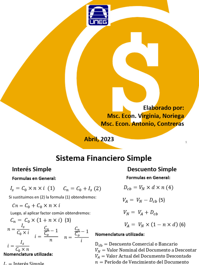 Formulario Matemática Financiera | PDF | Interés | Flujo de caja descontado