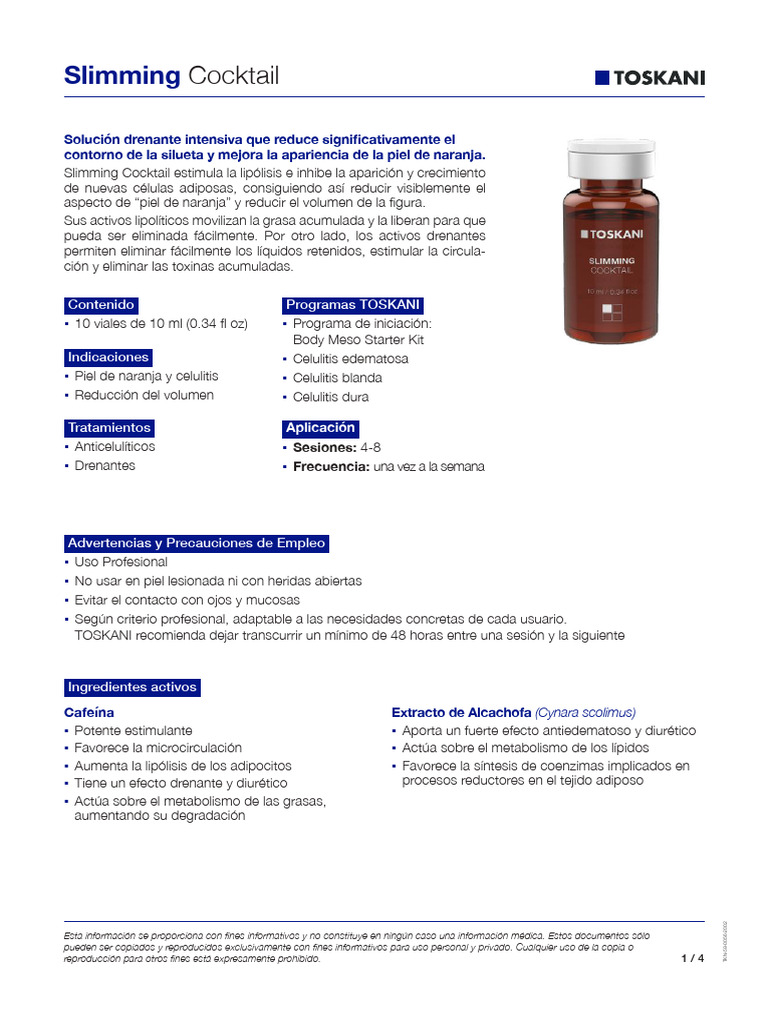 Slimming Cocktail: Efecto Drenante y Anticelulitis | PDF | Tejido ...