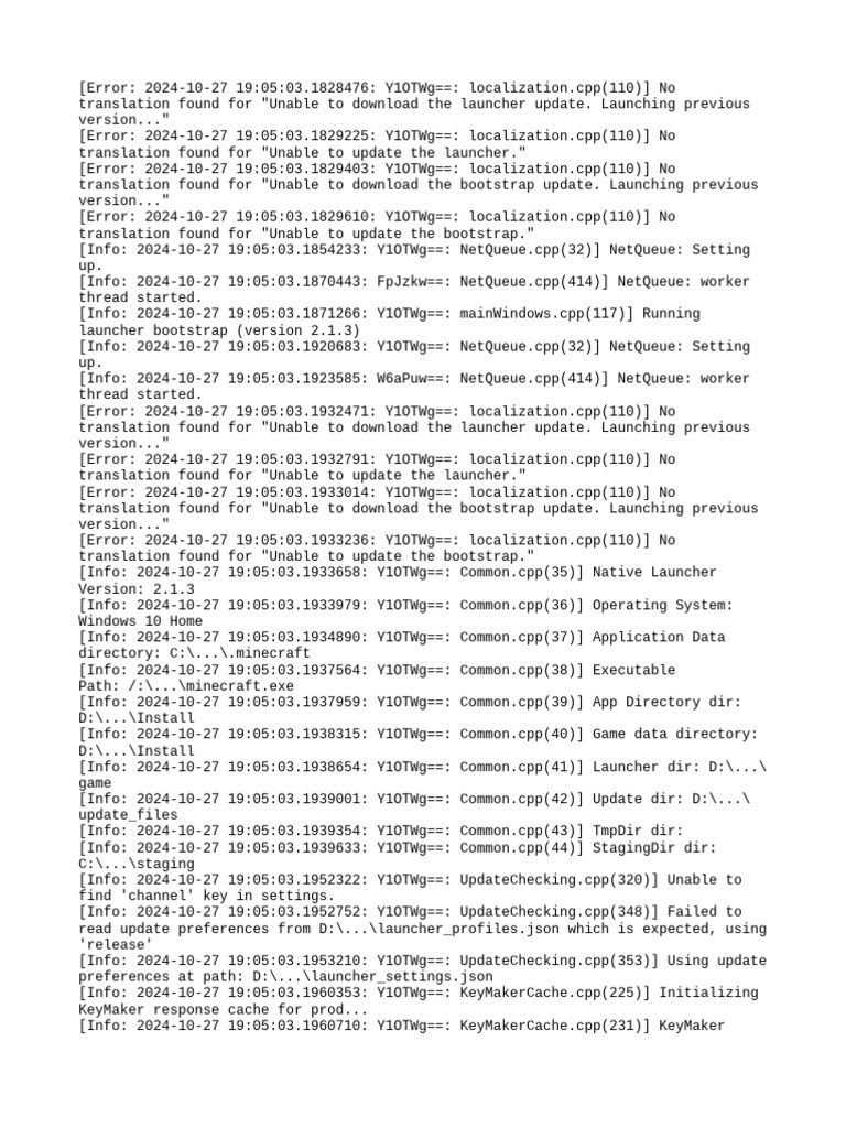 Launcher Update Error Log Analysis | PDF | Operating System Families ...