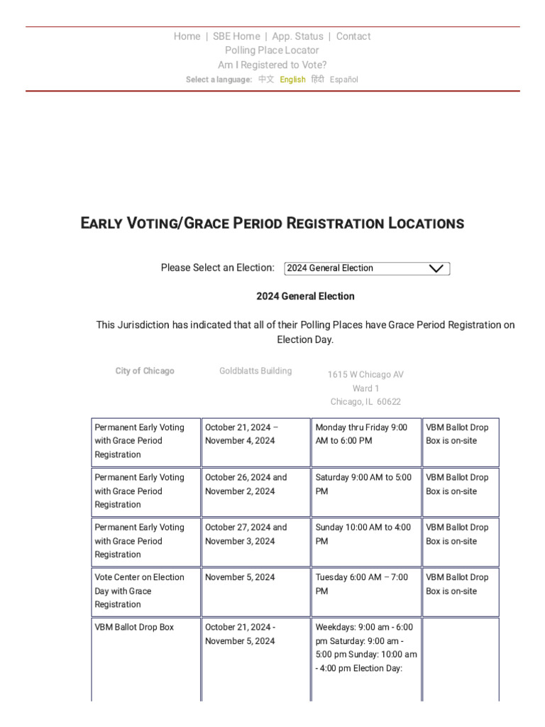 Chicago 2024 Early Voting Locations | PDF | Workweek And Weekend ...