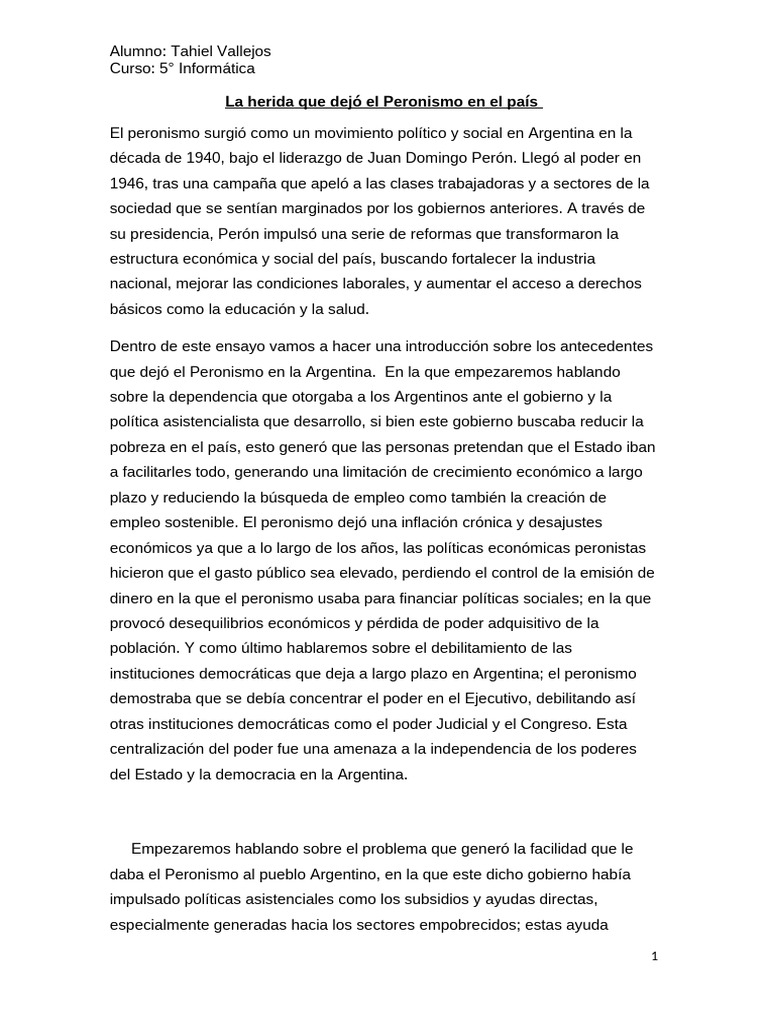 Impacto del Peronismo en Argentina | PDF | Inflación | Argentina