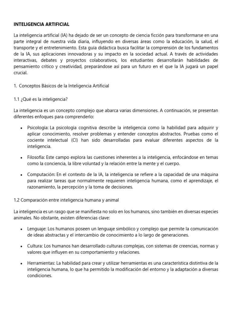 Guía Didáctica sobre Inteligencia Artificial | PDF | Inteligencia ...