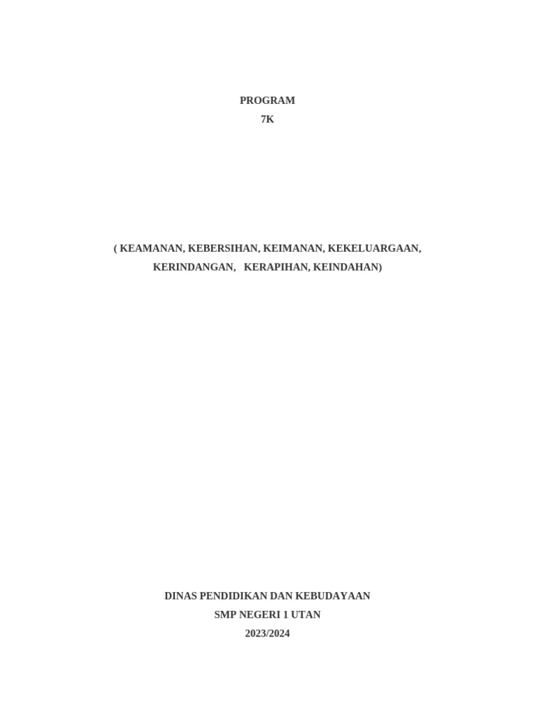 Program 7K SMPN 1 Utan 2023/2024 | PDF