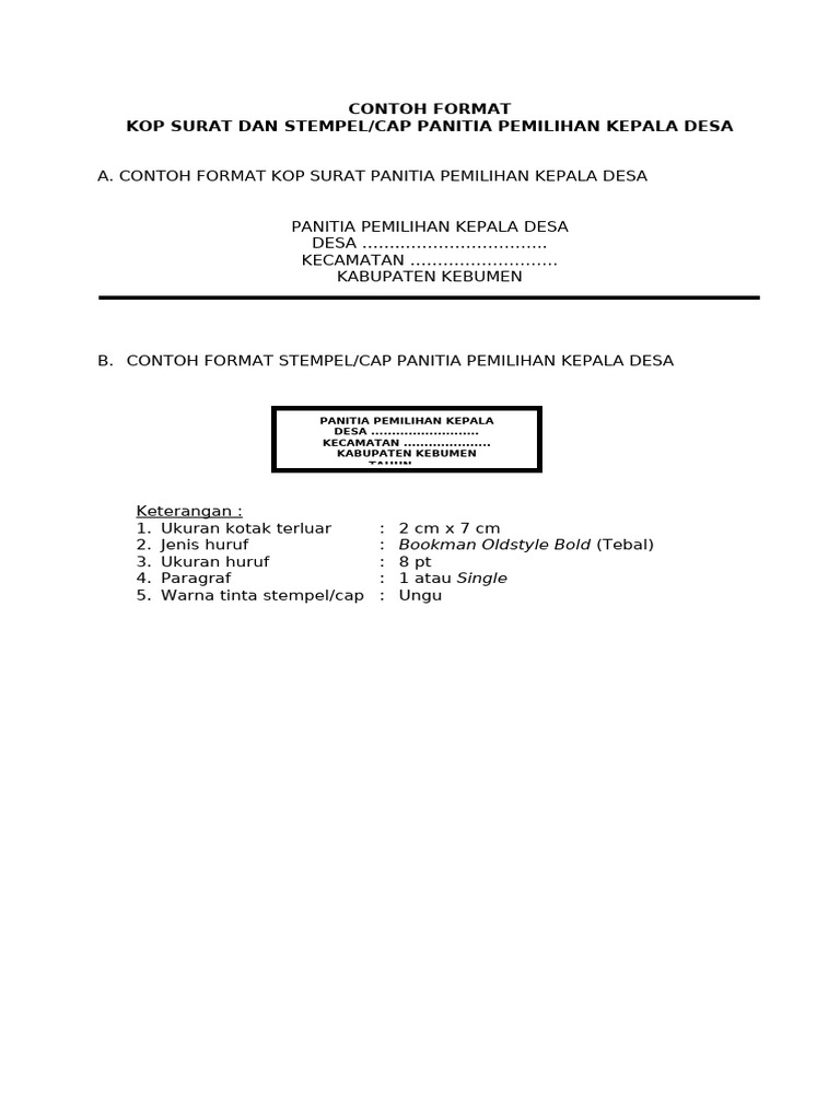 Contoh Kop Surat dan Stempel Panitia | PDF