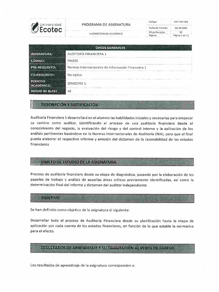 Auditoria Financiera 1 | PDF