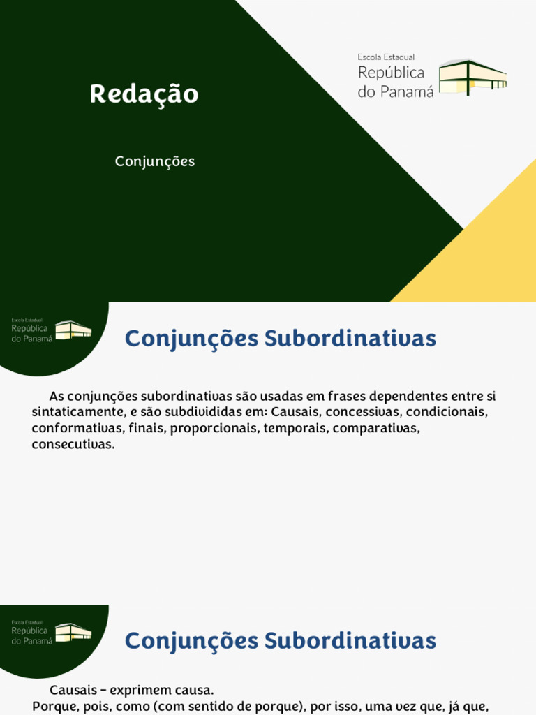 Conjunções Subordinativas: Tipos e Exemplos | PDF | Artes Linguísticas ...
