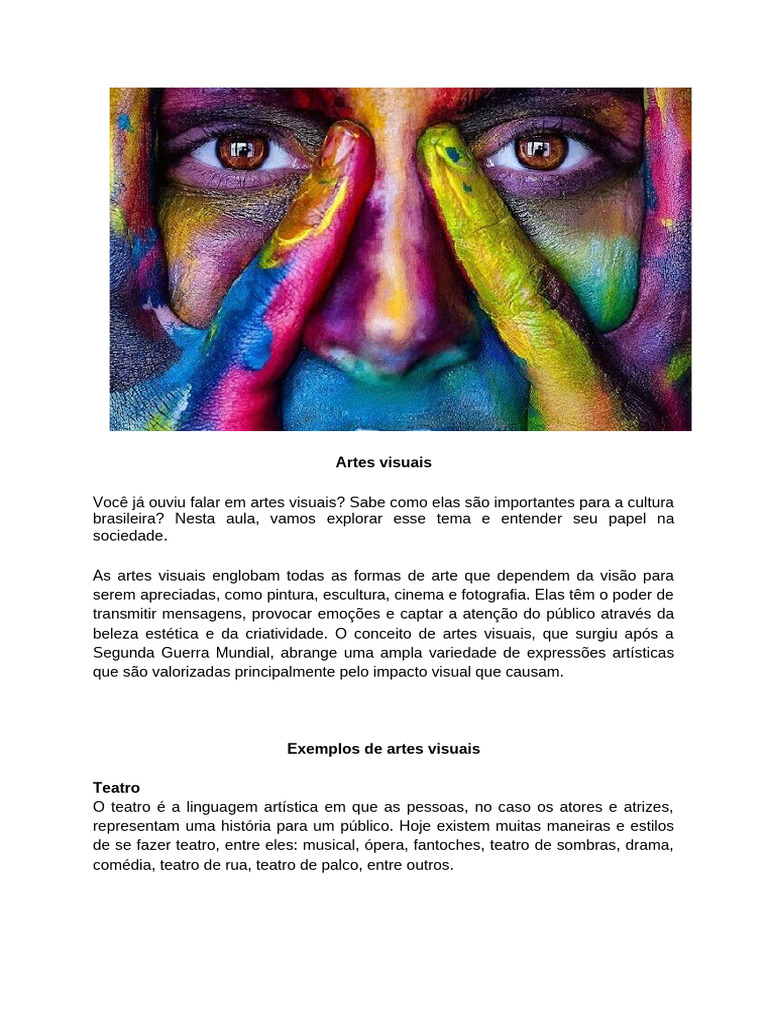 Importância das Artes Visuais na Cultura | PDF | Pinturas | Escultura