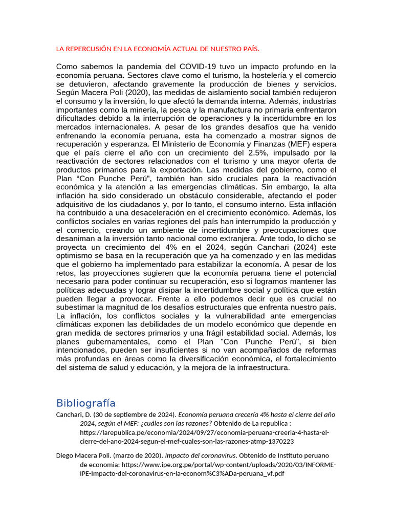 Impacto del COVID-19 en la economía peruana | PDF | Perú | Economias