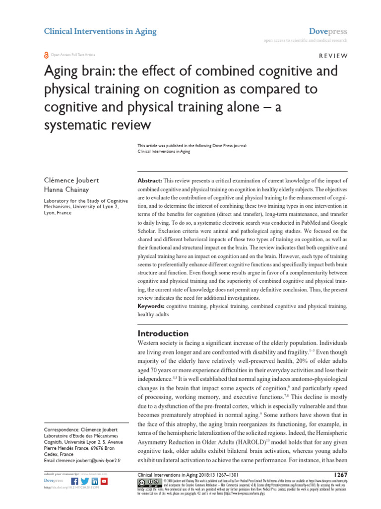 Aging Brain - The Effect of Combined Cognitive and Physical Training On ...