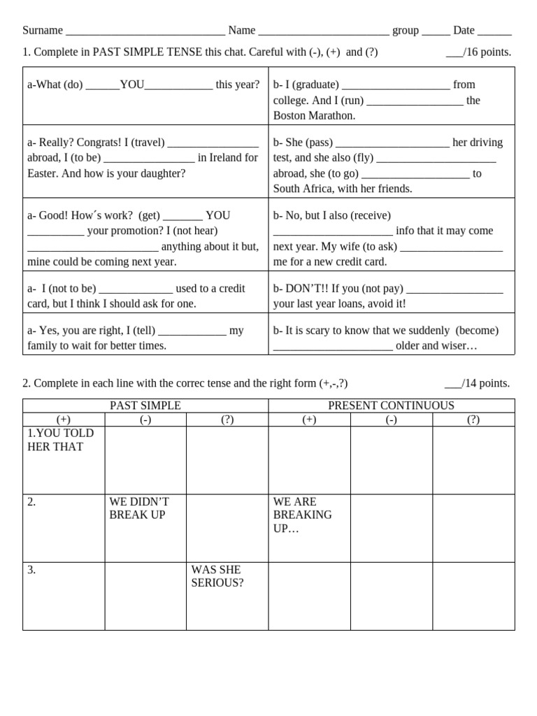 2024 11 06 Quiz Past Simple and Present Continuous | PDF | Language ...