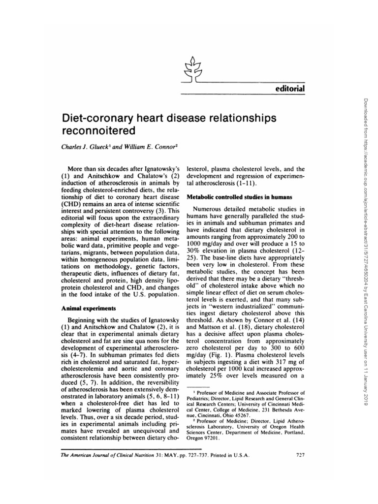 Glueck 1978 | PDF | Saturated Fat | Diet & Nutrition