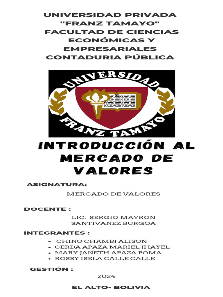 Introducción al Mercado de Valores | PDF | Bolsa | Bolsa de Valores
