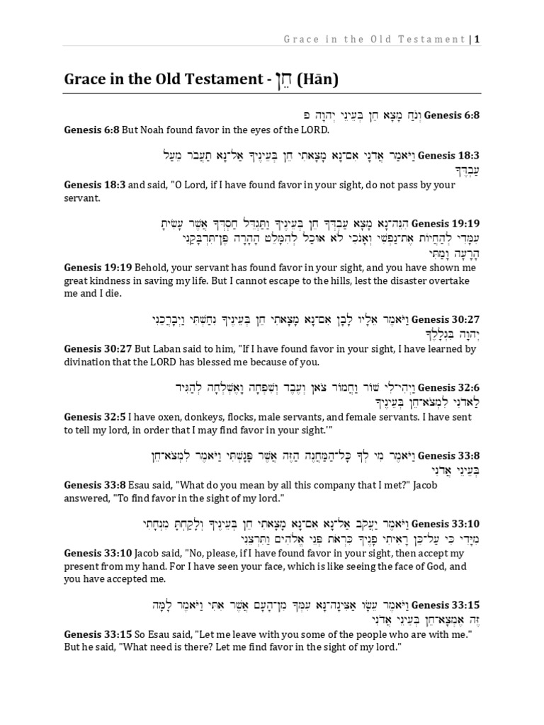 Favor in the Old Testament Scriptures | PDF | Esther | Books Of Samuel
