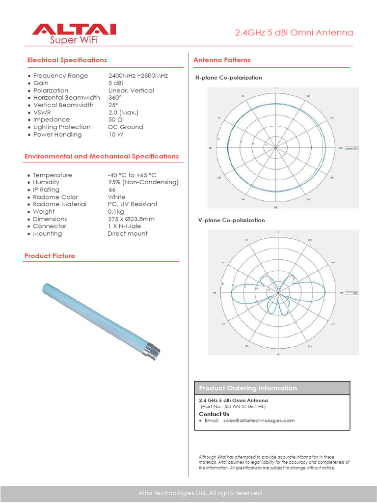 2.4G 5dbi Omni Antenna Datasheet 210930 | PDF