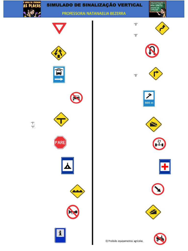 Simulado de Sinalização Vertical | PDF | Tráfego | Transporte