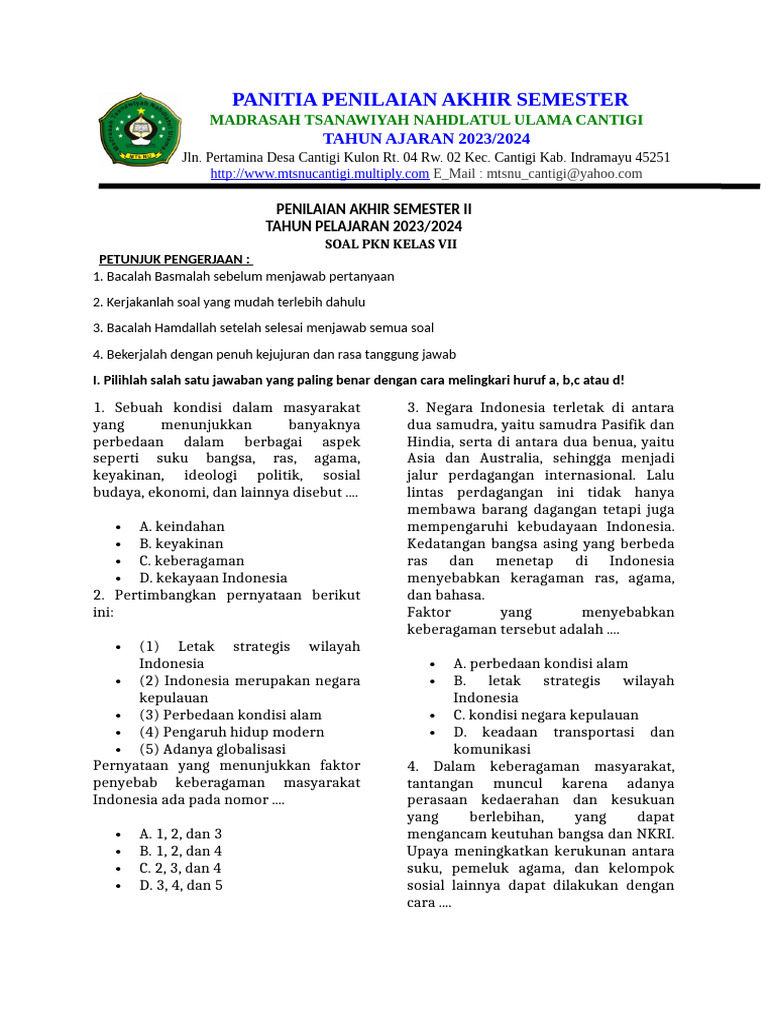 Menguasai Materi PKN Kelas 7 Semester 2: Panduan Lengkap Download Soal Kurikulum 2013